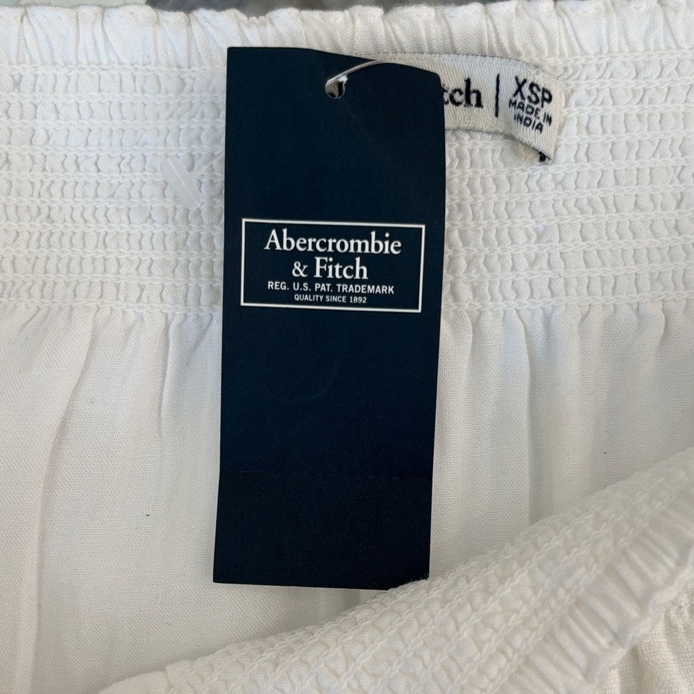 Abercrombie & Fitch White Smocked Square Neck Mini Dress NWT Size  XSP - Picture 13 of 16